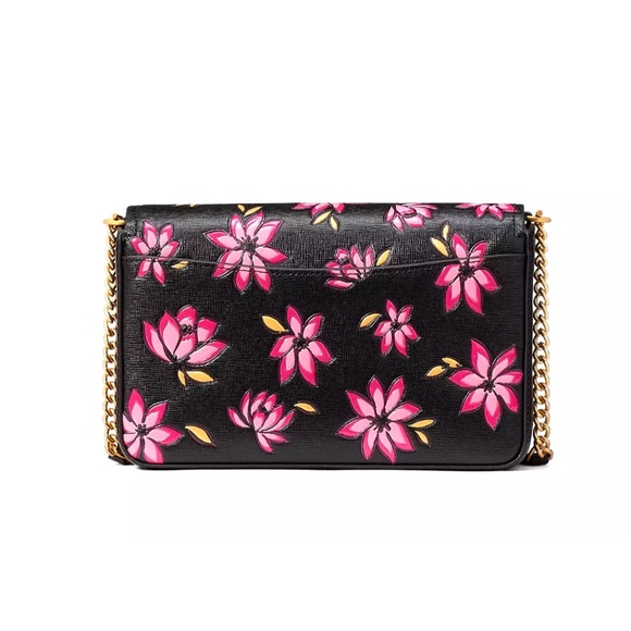 New Kate Spade Morgan Winter Blooms Embossed Flap Chain Wallet Crossbody Multi - Picture 5 of 7